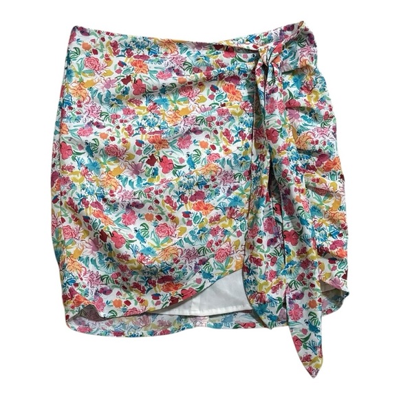 For Love And Lemons Gilles Mini Skirt Multicolor Floral Tie Sz S Party‎ Vacation - Picture 5 of 9